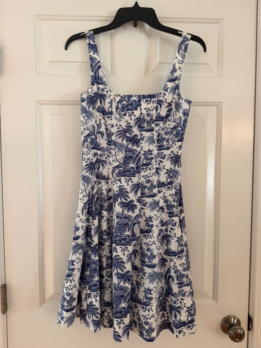 NWOT Staud Mini Wells Dress Blue Toile